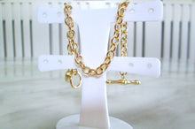 Load image into Gallery viewer, 9ct Yellow Gold Albert T-Bar Heart Charm Diamond Bracelet