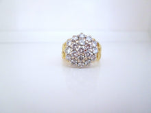 Load image into Gallery viewer, Heavy 14ct Yellow Gold 2.00ct Large Brilliant Cut Diamond Cluster Ring