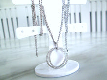 Load image into Gallery viewer, Heavy 18ct White Gold 1.20ct Diamond Double Circle Halo Cluster Pendant Necklace