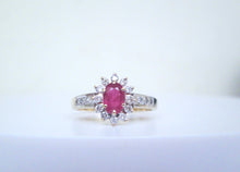Load image into Gallery viewer, 1980s 9ct Yellow & White Gold Ruby & Diamond Cluster Ring