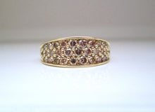 Load image into Gallery viewer, 9ct Yellow Gold Brilliant Cut Fancy Diamond 3 Row Cluster Ring