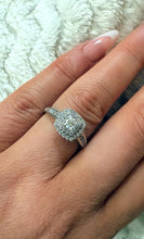 Load image into Gallery viewer, 18ct White Gold .82ct Brilliant Cut Diamond Halo Cluster Ring