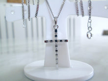 Load image into Gallery viewer, 9ct White Gold Brilliant Cut Diamond Cross Pendant Necklace