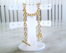 Load image into Gallery viewer, 9ct Yellow Gold Albert T-Bar Heart Charm Diamond Bracelet