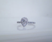 Load image into Gallery viewer, 18ct White Gold .52ct Diamond Halo Pear Shaped Cluster Ring