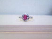 Load image into Gallery viewer, 1980s 9ct Yellow & White Gold Ruby & Diamond Cluster Ring