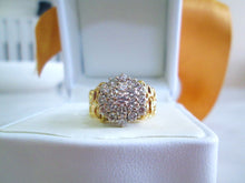 Load image into Gallery viewer, Heavy 14ct Yellow Gold 2.00ct Large Brilliant Cut Diamond Cluster Ring