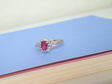 Load image into Gallery viewer, 1980s 9ct Yellow & White Gold Ruby & Diamond Cluster Ring