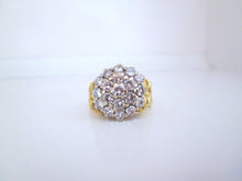 Load image into Gallery viewer, Heavy 14ct Yellow Gold 2.00ct Large Brilliant Cut Diamond Cluster Ring
