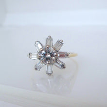 Load image into Gallery viewer, 14ct Yellow Gold 1.30ct Transitional & Baguette Cut Diamond Cluster Ring