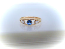 Load image into Gallery viewer, Antique 18ct Yellow Gold Sapphire & Diamond Trilogy Ring