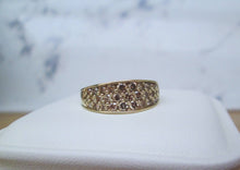 Load image into Gallery viewer, 9ct Yellow Gold Brilliant Cut Fancy Diamond 3 Row Cluster Ring