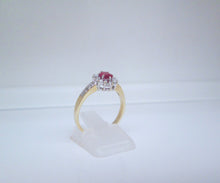 Load image into Gallery viewer, 1980s 9ct Yellow & White Gold Ruby & Diamond Cluster Ring