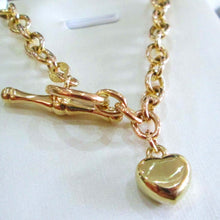 Load image into Gallery viewer, 9ct Yellow Gold Albert T-Bar Heart Charm Diamond Bracelet