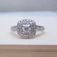 Load image into Gallery viewer, 18ct White Gold .82ct Brilliant Cut Diamond Halo Cluster Ring