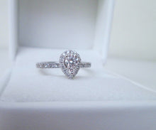 Load image into Gallery viewer, 18ct White Gold .52ct Diamond Halo Pear Shaped Cluster Ring