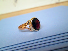 Load image into Gallery viewer, Art Deco 1930s 22ct Yellow Gold Oval Cut Bezel Set Garnet Solitaire Ring
