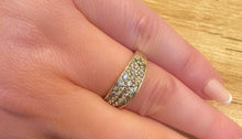 Load image into Gallery viewer, 9ct Yellow Gold Brilliant Cut Fancy Diamond 3 Row Cluster Ring