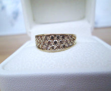 Load image into Gallery viewer, 9ct Yellow Gold Brilliant Cut Fancy Diamond 3 Row Cluster Ring