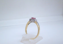 Load image into Gallery viewer, 1980s 9ct Yellow & White Gold Ruby & Diamond Cluster Ring