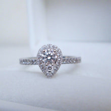 Load image into Gallery viewer, 18ct White Gold .52ct Diamond Halo Pear Shaped Cluster Ring