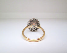 Load image into Gallery viewer, 18ct Yellow Gold & Platinum Opal & Diamond Halo Cluster Ring