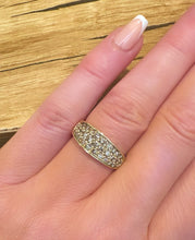 Load image into Gallery viewer, 9ct Yellow Gold Brilliant Cut Fancy Diamond 3 Row Cluster Ring