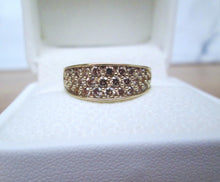 Load image into Gallery viewer, 9ct Yellow Gold Brilliant Cut Fancy Diamond 3 Row Cluster Ring
