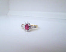 Load image into Gallery viewer, 1980s 9ct Yellow & White Gold Ruby & Diamond Cluster Ring