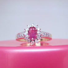 Load image into Gallery viewer, 1980s 9ct Yellow & White Gold Ruby & Diamond Cluster Ring