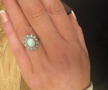 Load image into Gallery viewer, 18ct Yellow Gold & Platinum Opal & Diamond Halo Cluster Ring