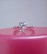 Load image into Gallery viewer, 18ct White Gold .52ct Diamond Halo Pear Shaped Cluster Ring