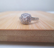 Load image into Gallery viewer, 18ct White Gold .82ct Brilliant Cut Diamond Halo Cluster Ring