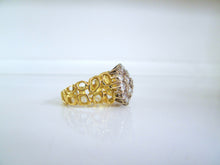 Load image into Gallery viewer, Heavy 14ct Yellow Gold 2.00ct Large Brilliant Cut Diamond Cluster Ring