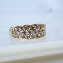 Load image into Gallery viewer, 9ct Yellow Gold Brilliant Cut Fancy Diamond 3 Row Cluster Ring