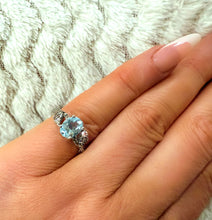 Load image into Gallery viewer, Le Vian 14ct White Gold Aquamarine & Diamond Cluster Ring
