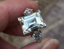 Load image into Gallery viewer, 950 Platinum 7.47ct Rectangular & Pear Cut Diamond Ring - It's Vintage Darling