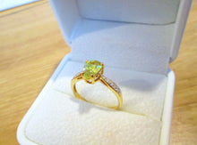 Load image into Gallery viewer, 18ct Yellow Gold Pear Cut Sphene &amp; Brilliant Cut Diamond Solitaire Ring
