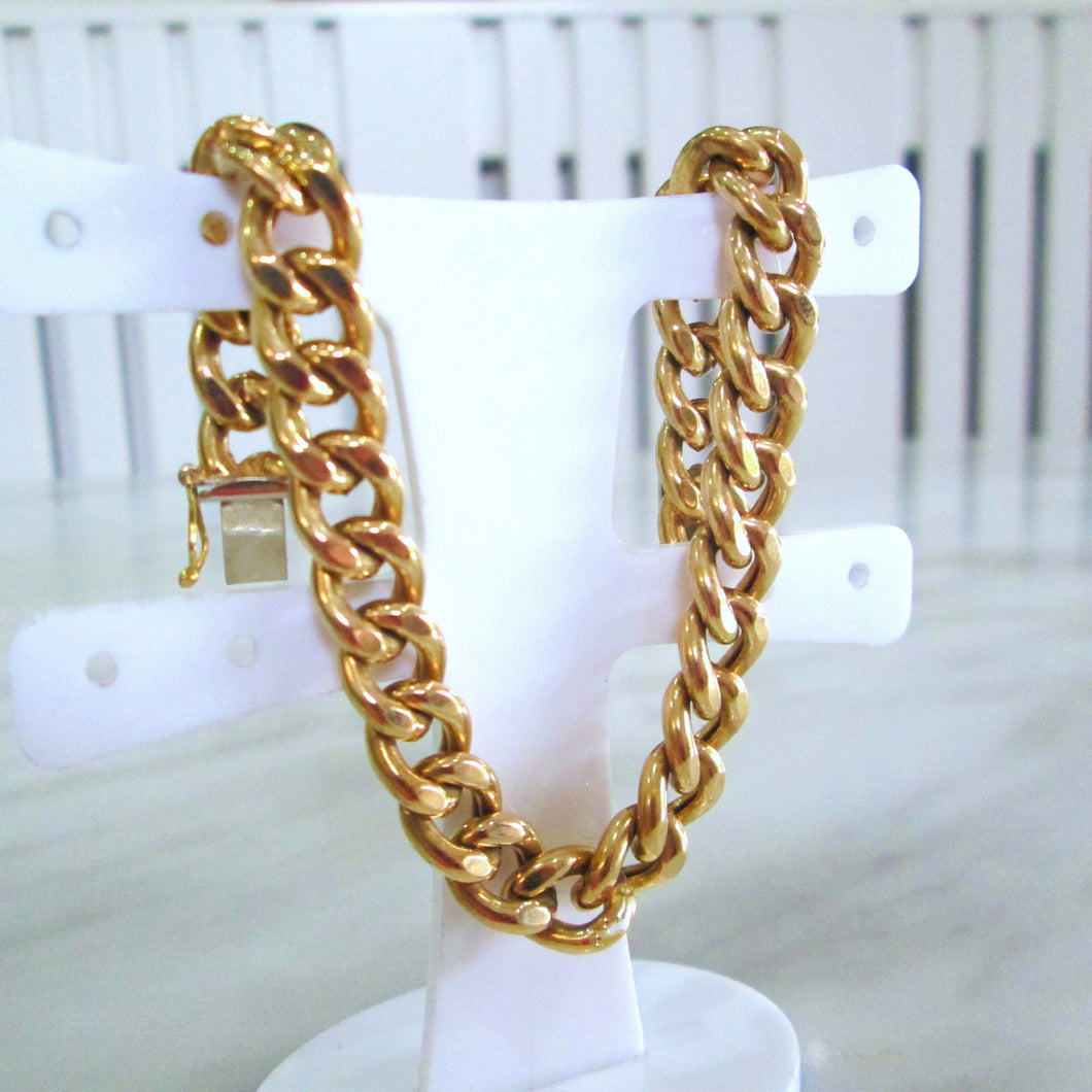 18ct Yellow Gold Heavy Curb Chunky Link Chain Men's Ladies Unisex Bracelet