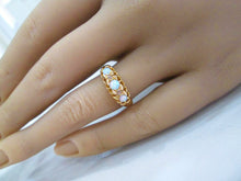 Load image into Gallery viewer, Edwardian 18ct Yellow Gold Opal &amp; Old Mine Cut Diamond Trilogy Ring

