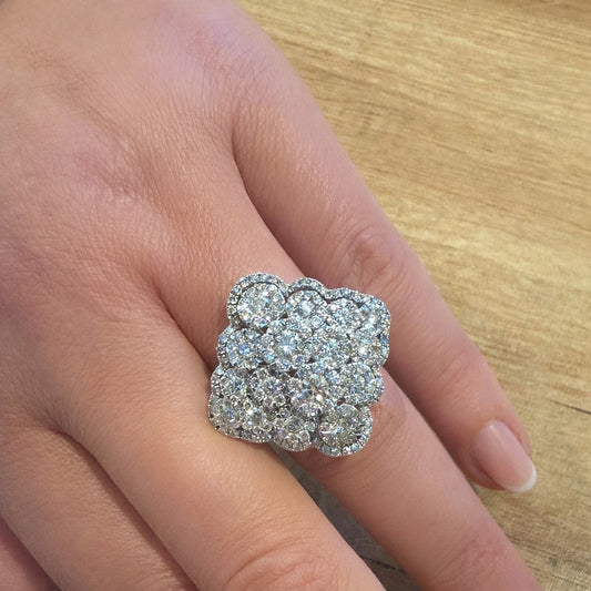 18ct White Gold 3.50ct Large Diamond Daisy Cluster Ring