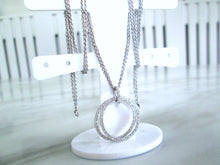 Load image into Gallery viewer, Heavy 18ct White Gold 1.20ct Diamond Double Circle Halo Cluster Pendant Necklace
