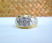 Load image into Gallery viewer, 9ct Yellow Gold Heavy Brilliant Cut Diamond Cluster Men&#39;s Chunky Ring
