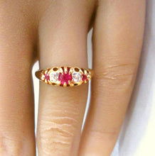 Load image into Gallery viewer, 18ct Yellow Gold Ruby &amp; Old European Cut Diamond Eternity Ring
