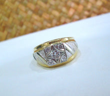 Load image into Gallery viewer, 9ct Yellow Gold Heavy Brilliant Cut Diamond Cluster Men&#39;s Chunky Ring
