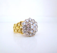 Load image into Gallery viewer, Heavy 14ct Yellow Gold 2.00ct Large Brilliant Cut Diamond Cluster Ring
