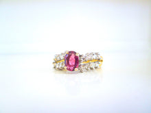 Load image into Gallery viewer, 18ct Yellow Gold Ruby &amp; Brilliant Cut Diamond Solitaire Eternity Ring
