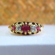 Load image into Gallery viewer, 18ct Yellow Gold Ruby &amp; Old European Cut Diamond Eternity Ring
