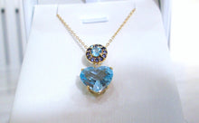 Load image into Gallery viewer, 9ct Yellow Gold Heart Cut Topaz &amp; Amethyst &amp; Diamond Pendant Necklace
