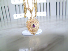 Load image into Gallery viewer, 9ct Yellow Gold Amethyst &amp; Rose Cut Diamond Pendant Necklace

